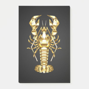 Post-it® Poisson à langouste polygonale dorée sur noir
