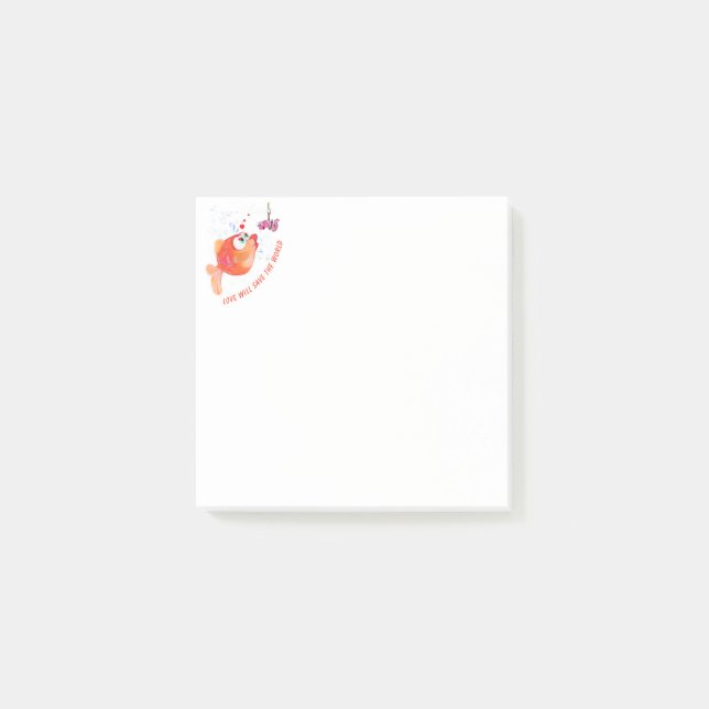 Post-it® Poisson drôle et amour du ver Romantique (Devant)