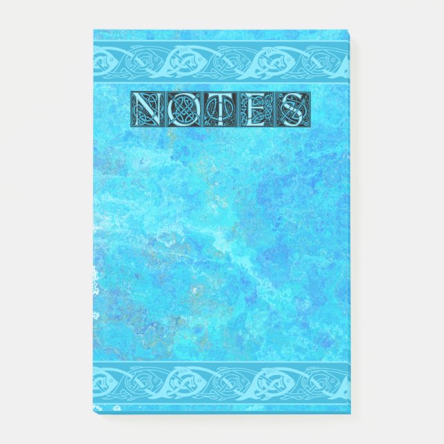 Post-it® Poisson en entrelacs celtique en bleu (Devant)