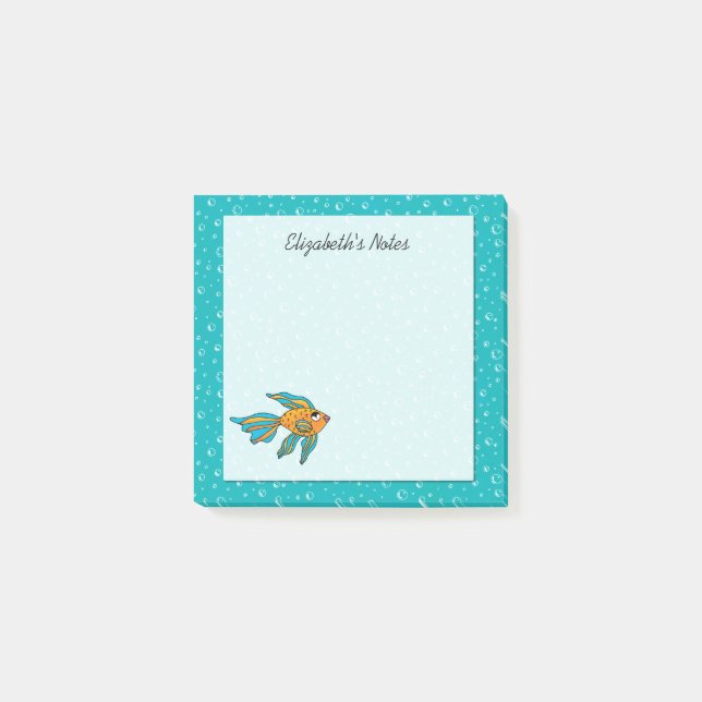 Post-it® Poisson tropical orange et bleu Personnalisé 3 x 3 (Devant)