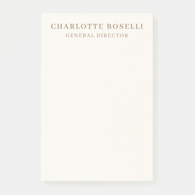 Post-it® Police Cream Gold Serif Nom Professionnel Poste (Devant)