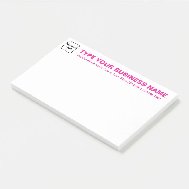 Post-it® Police d'entreprise rose Blanc Grand message (Incliné)