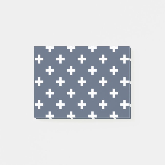 Post-it® Polka blanche croise sur bleu-gris (Devant)