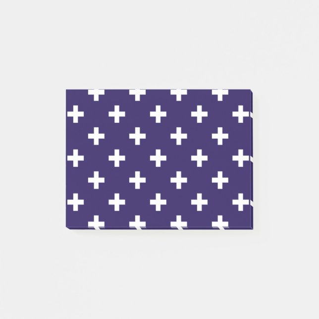 Post-it® Polka blanche croise sur bleu marine (Devant)