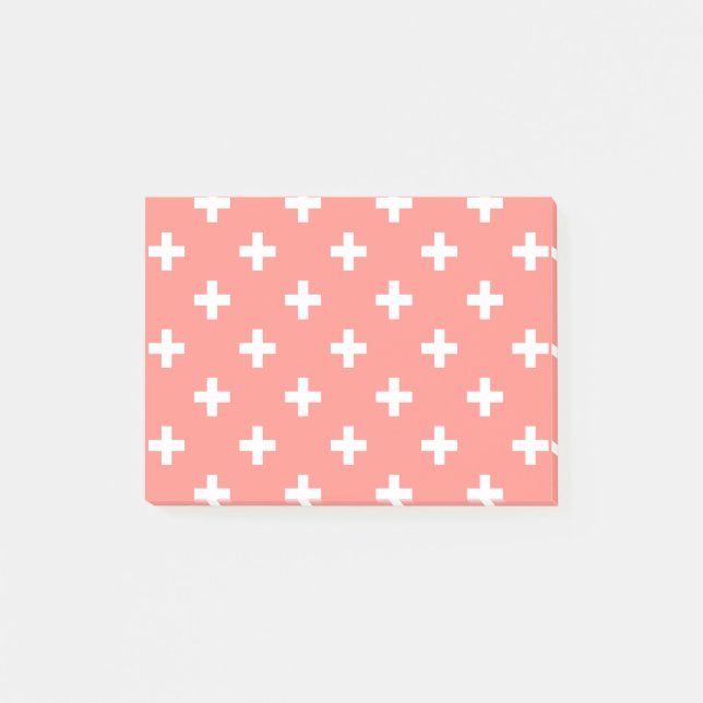 Post-it® Polka blanche croise sur la pêche (Devant)