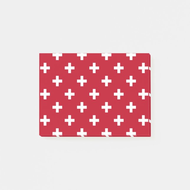 Post-it® Polka blanche croise sur rouge (Devant)