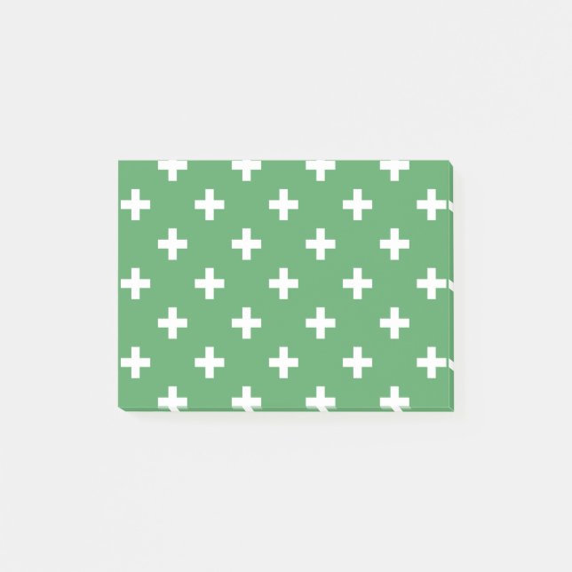 Post-it® Polka blanche croise sur vert (Devant)