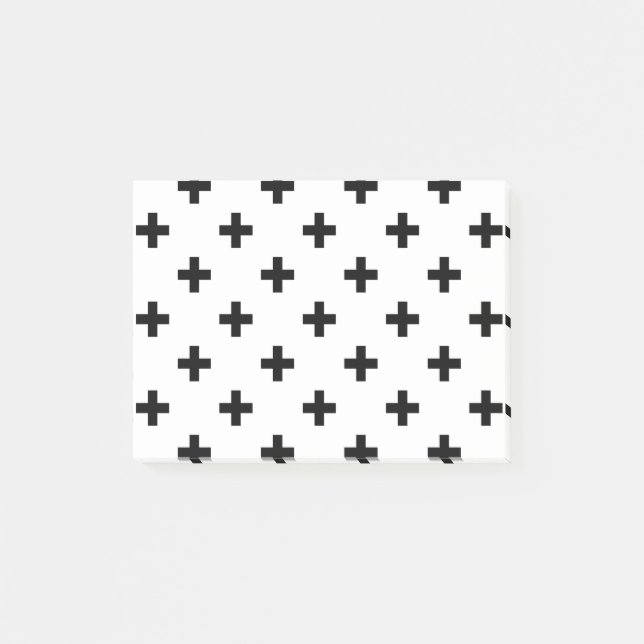 Post-it® Polka noire croise sur blanc (Devant)