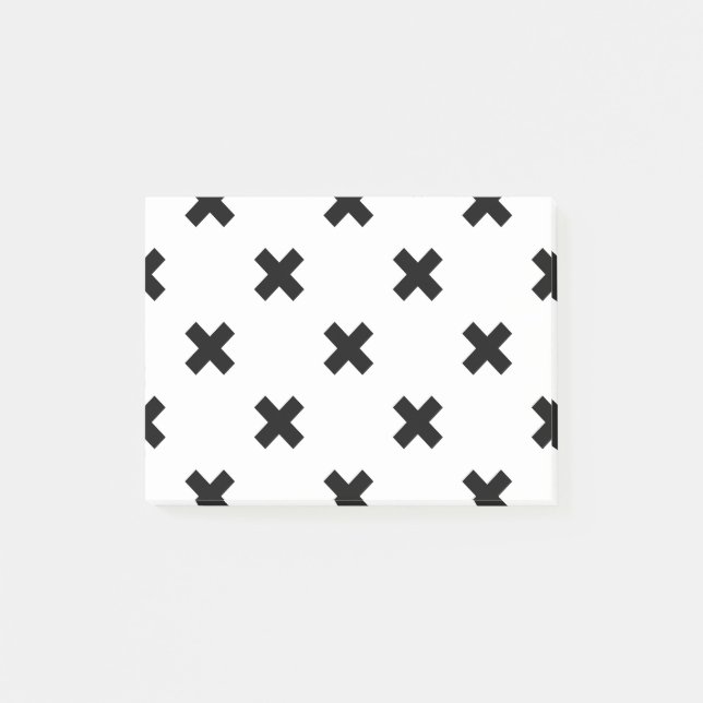 Post-it® Polka noire croise sur blanc (Devant)
