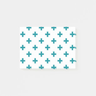 Post-it® Polka turquoise croise sur blanc