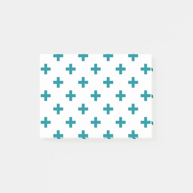 Post-it® Polka turquoise croise sur blanc (Devant)