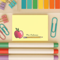 Pomme et crayon Professeur personnalisé Jaune 4x3