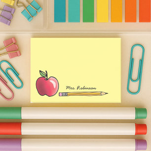 Post-it® Pomme et crayon Professeur Personnalisé Jaune 4x3