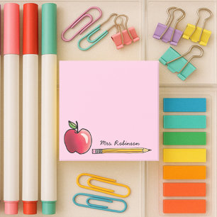 Post-it® Pomme et crayon Professeur personnalisé Pink 3 x 3
