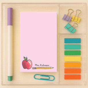 Post-it® Pomme et crayon Professeur personnalisé Rose 4 x 6