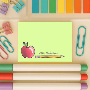 Post-it® Pomme et crayon Professeur personnalisé Vert 4x3