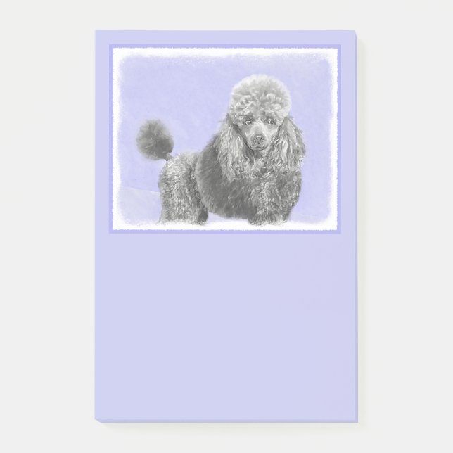 Post-it® Poodé Jouet miniature Argent gris bleu Chien Art (Devant)