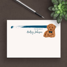 Poodle Dog with Blue Bow-Tie Painting Note