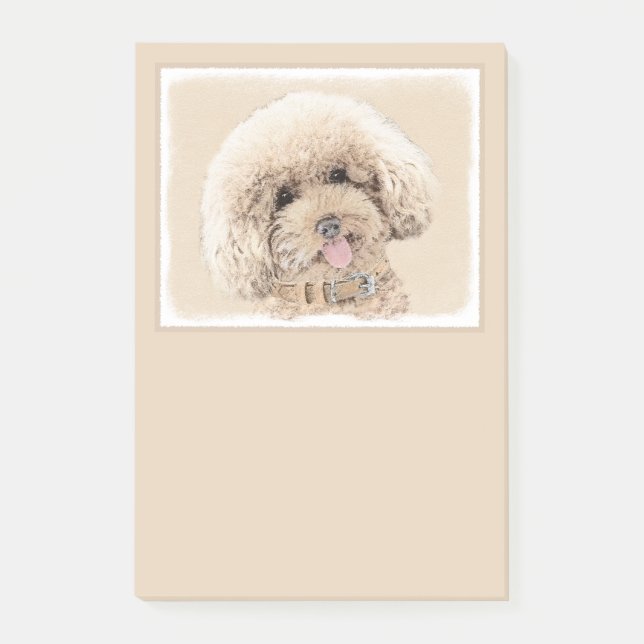 Post-it® Poodle Miniature Toy Apricot Crème Chien Brown Art (Devant)