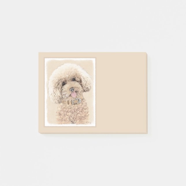 Post-it® Poodle Miniature Toy Apricot Crème Chien Brown Art (Devant)