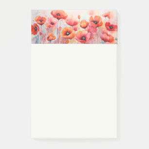 Post-it® Poppies rouges dans une aquarelle de champ
