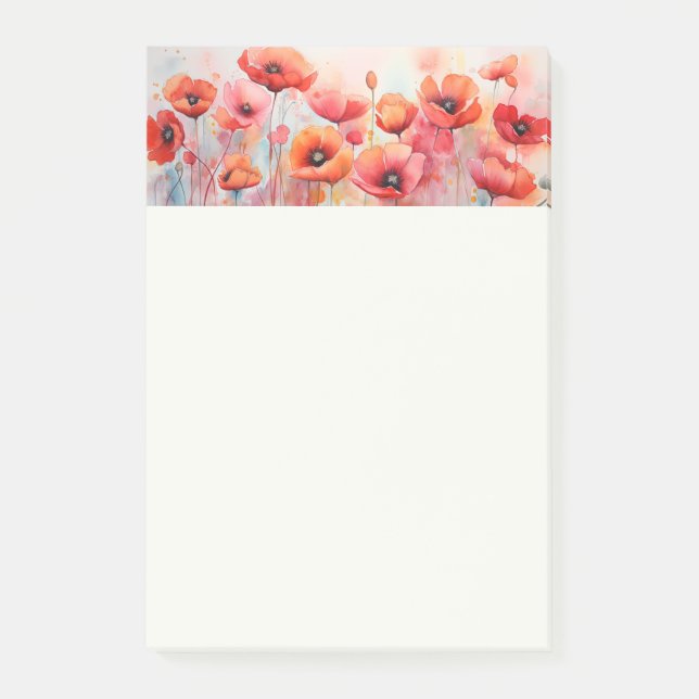 Post-it® Poppies rouges dans une aquarelle de champ (Devant)