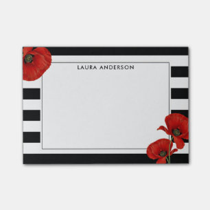 Post-it® Poppies rouges sur bandes noires et blanches