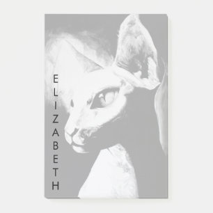 Post-it® Portrait artistique d'un chat Sphynx noir et blanc