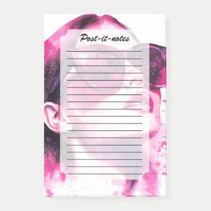 Post-it® Portrait de femme chic glamour à l'aquarelle