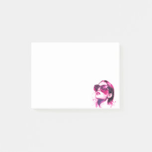 Post-it® Portrait de femme de mode chic aquarelle