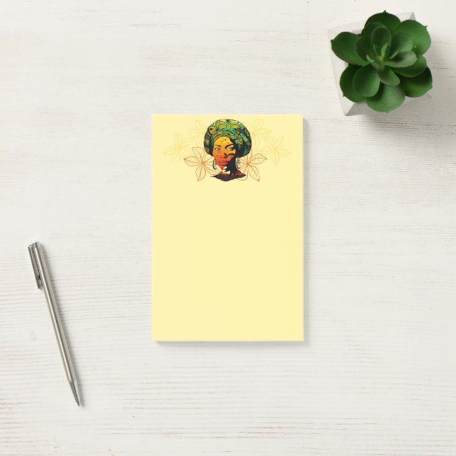 Post-it® Portrait féminin africain avec coucher de soleil (Bureau)
