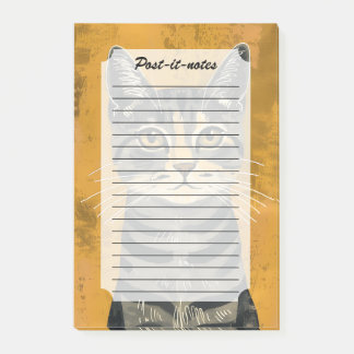 Post-it® Portrait minimaliste rétro de chat tigré