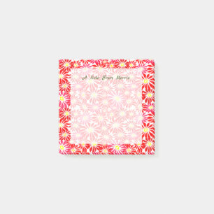 Post-it® Pos de Motif de vacances à la florale rouge et ros