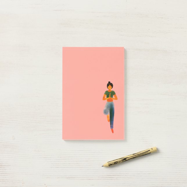 Post-it® Pose de yoga (Sur un bureau)