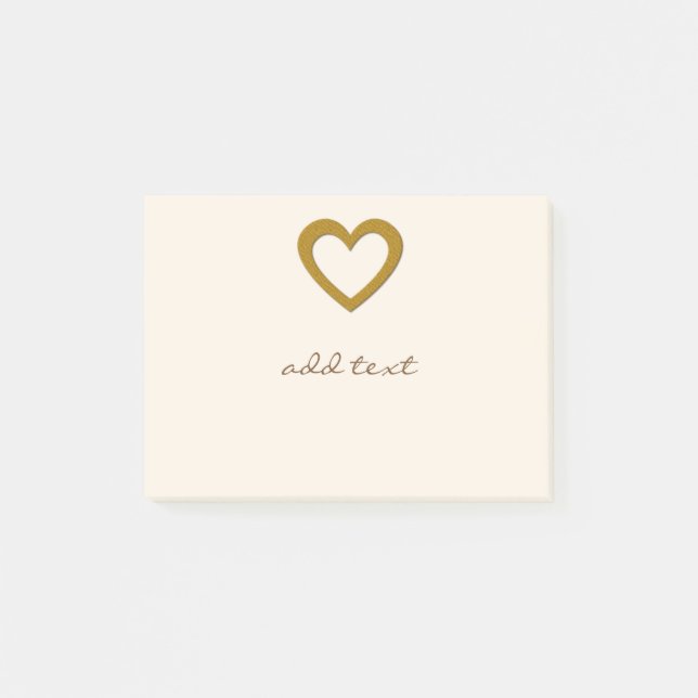 Post-it® Post-it mignon avec le coeur d'or d'amour (Devant)