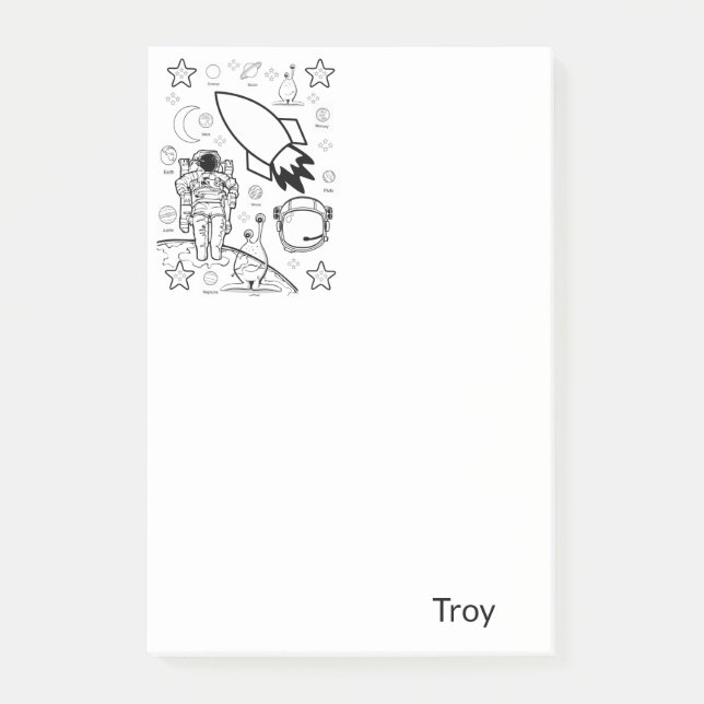 Post-it® Post-it Notes Coloration des Astronautes Aliens (Devant)