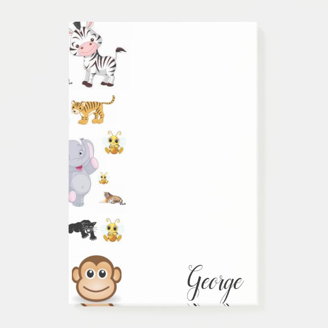 Post-it® Post-it Notes Éléphant Tigre Singe (Devant)