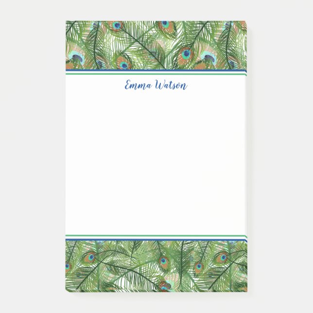 Post-it® Post-it Notes-Peacock Feathers Post-it Notes (Devant)