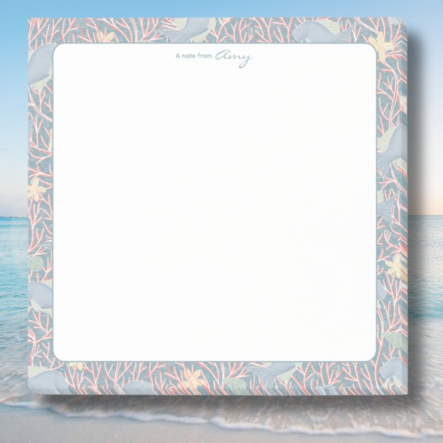 Post-it® Post‑It Notes Personnalisés Thème Récif Marin Mode (Modern Nautical Reef Personalized Post‑It Notes  )