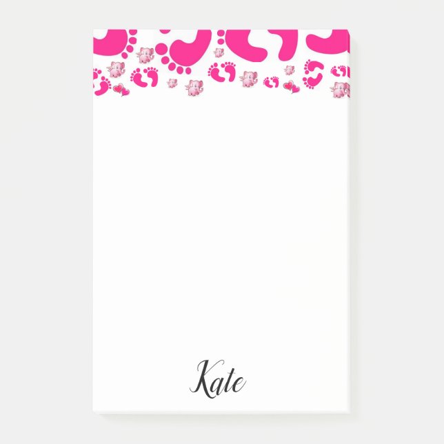 Post-it® Post-it Notes Pink Baby Feet Girl Elephant (Devant)