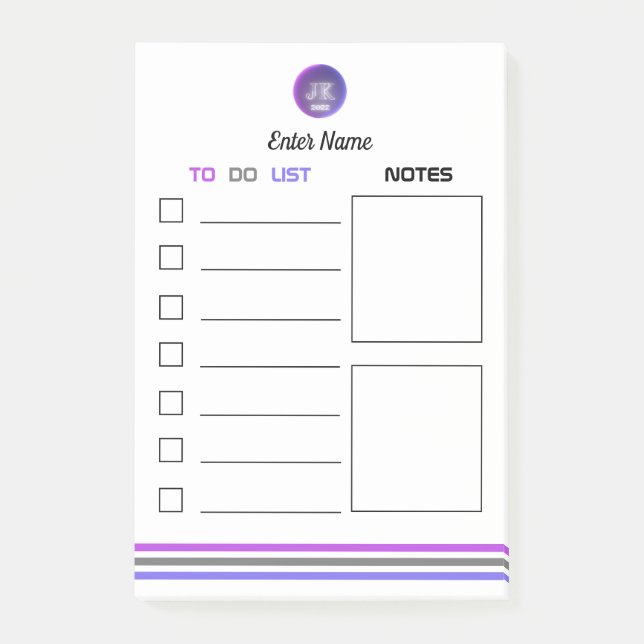 Post-it® Post-it Notes to Do List Notes Section JK Logo (Devant)