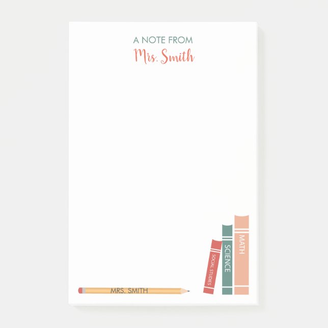 Post-it® Post-It pour enseignant personnalisé Livres et Pen (Devant)