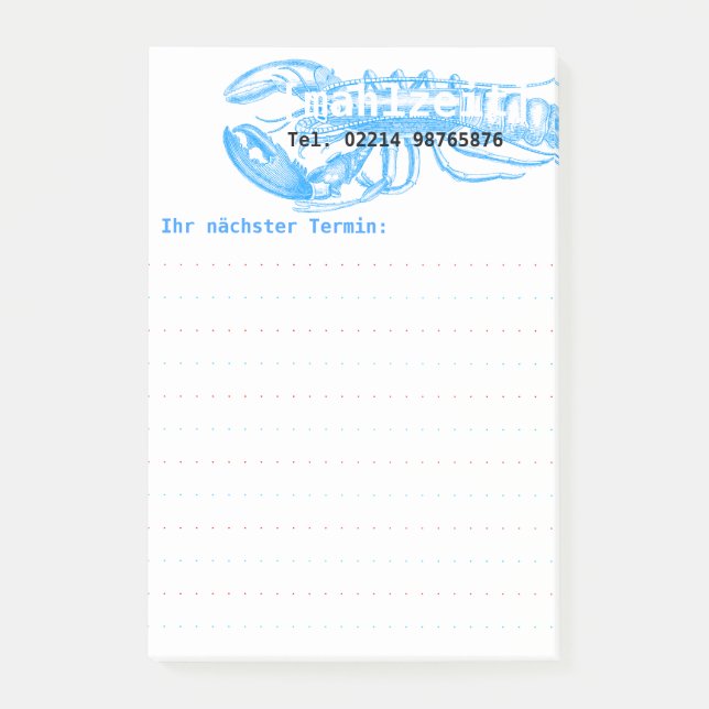 Post-it® Post-its bleus vintage seafood hummer (Devant)