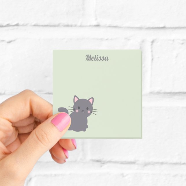 Post-it® Post-its Kawaii Chat Gris Sage (Créateur téléchargé)