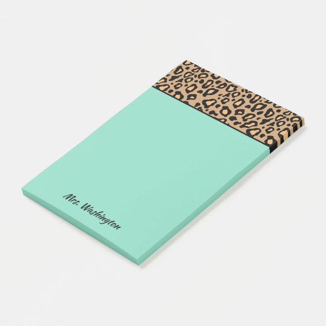 Post-it® Poste d'enseignant de Leopard Turquoise Personnali (Incliné)