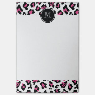 Post-it® Poster de animal de léopard noir rose chaud avec