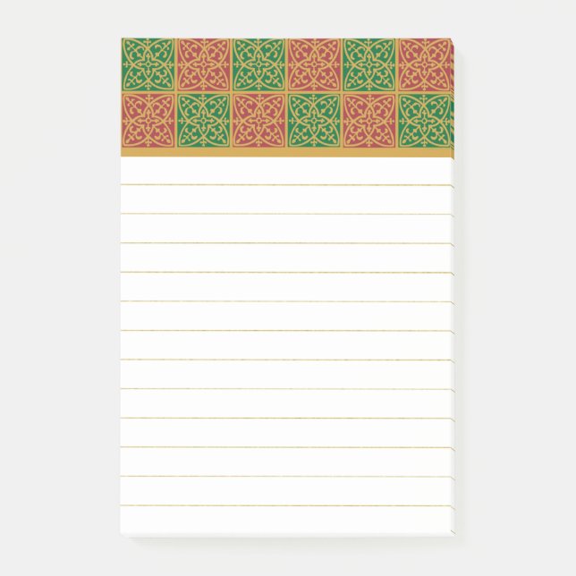 Post-it® Postit alignés Fleur de Lis Rouge Vert Art (Devant)