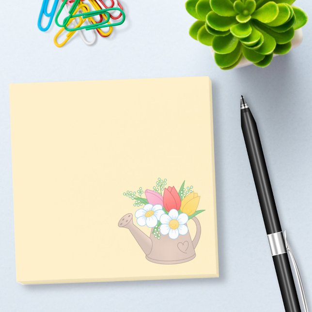 Post-it® Poubelle d'arrosage de jardin avec fleurs sur Jaun (Créateur téléchargé)