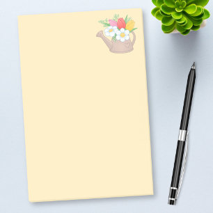 Post-it® Poubelle d'arrosage de jardin avec fleurs sur Jaun