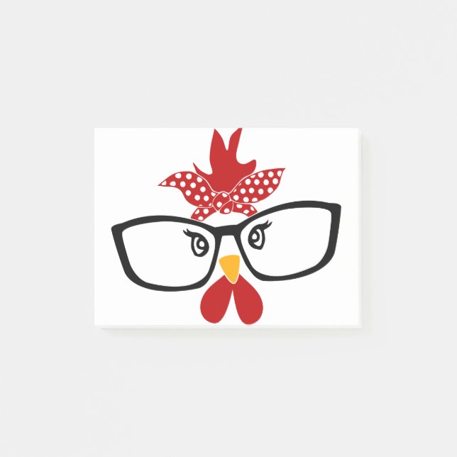 Post-it® Poulet avec lunettes Visage (Devant)